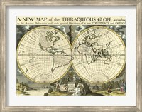 Framed New Map Terra. Globe, Ox., 1700-01