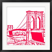 Framed Red Brooklyn Bridge