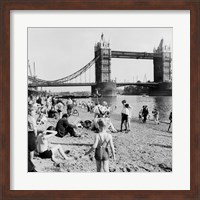 Framed Londoners Relax on Tower Beach, 1952