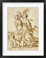 Framed Two Girls Accompanied by Cupid