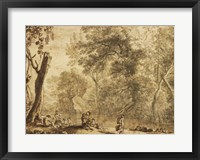 Framed Woodland Landscape with Nymphs and Satyrs