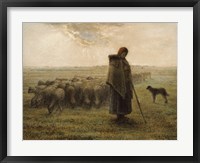 Framed Shepherdess and Her Flock