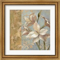 Framed 'Amaryllis on Soft Blue' border=