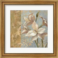 Framed 'Amaryllis on Soft Blue' border=