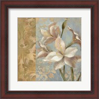 Framed 'Amaryllis on Soft Blue' border=