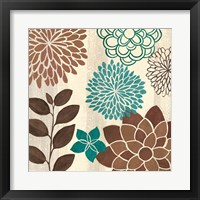 Framed 'Abstract Garden Blue I' border=