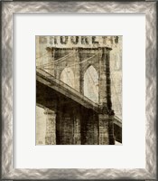 Framed 'Vintage NY Brooklyn Bridge' border=