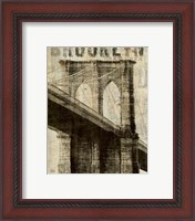 Framed 'Vintage NY Brooklyn Bridge' border=