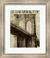 Framed 'Vintage NY Brooklyn Bridge' border=