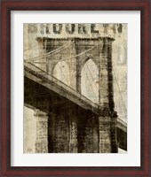 Framed 'Vintage NY Brooklyn Bridge' border=