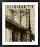 Framed Vintage NY Brooklyn Bridge