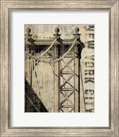 Framed 'Vintage NY Manhattan Bridge' border=