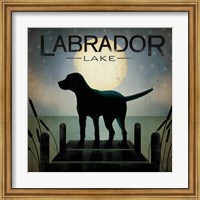 Framed Moonrise Black Dog - Labrador Lake