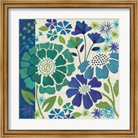 Framed 'Blue Garden I' border=