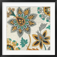 Framed Decorative Nature III Turquoise Cream