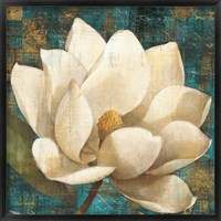 Framed Magnolia Blossom Turquoise