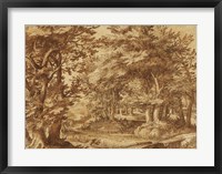 Framed Forest Landscape with a Distant Castle