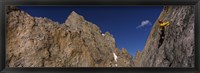 Framed Man climbing up a mountain, Grand Teton, Grand Teton National Park, Wyoming, USA