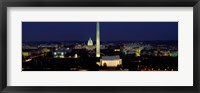 Framed Buildings Lit Up At Night, Washington Monument, Washington DC, District Of Columbia, USA