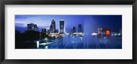 Framed Fountain, Cityscape, Night, Jacksonville, Florida, USA