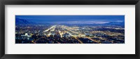 Framed Aerial view of a city lit up at dusk, Salt Lake City, Utah, USA