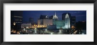 Framed Temple lit up at night, Mormon Temple, Salt Lake City, Utah, USA