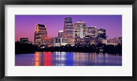 Framed USA, Texas, Austin, View of an urban skyline at night