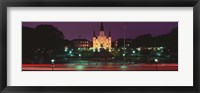 Framed Buildings lit up at night, Jackson Square, St. Louis Cathedral, French Quarter, New Orleans, Louisiana, USA