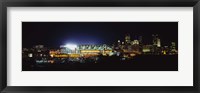 Framed Stadium lit up at night in a city, Heinz Field, Three Rivers Stadium, Pittsburgh, Pennsylvania, USA