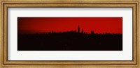 Framed Silhouette of buildings at sunrise, Chicago, Illinois