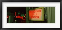 Framed Emergency telephone booth in a city, California, USA