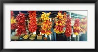 Framed Strands of chili peppers hanging in a market stall, Pike Place Market, Seattle, King County, Washington State, USA