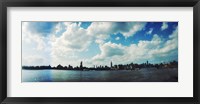 Framed Manhattan skyline viewed from East River Park, East River, Williamsburg, Brooklyn, New York City, New York State, USA