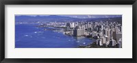Framed High angle view of a city at waterfront, Honolulu, Oahu, Honolulu County, Hawaii