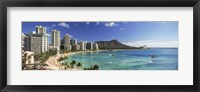 Framed Buildings along the coastline, Diamond Head, Waikiki Beach, Oahu, Honolulu, Hawaii, USA