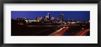 Framed Highway interchange and skyline at dusk, Kansas City, Missouri, USA