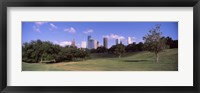 Framed Downtown skylines viewed from a park, Houston, Texas, USA