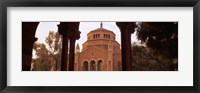 Framed Powell Library at an university campus, University of California, Los Angeles, California, USA