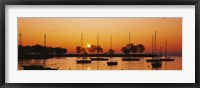 Framed Silhouette of sailboats in a lake, Lake Michigan, Chicago, Illinois, USA