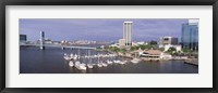 Framed USA, Florida, Jacksonville, St. Johns River, High angle view of Marina Riverwalk