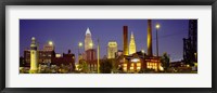 Framed Buildings Lit Up At Night, Cleveland, Ohio