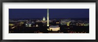 Framed Buildings Lit Up At Night, Washington Monument, Washington DC, District Of Columbia, USA