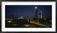 Framed Buildings lit up at night, Sacramento, California, USA