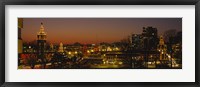 Framed Buildings lit up at night, La Giralda, Kansas City, Missouri, USA
