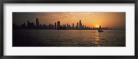 Framed Silhouette of buildings at the waterfront, Navy Pier, Chicago, Illinois, USA