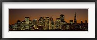 Framed Skyscrapers lit up at night, San Francisco, California, USA