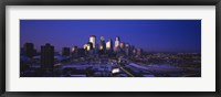 Framed Skyscrapers at dusk, Minneapolis, Minnesota, USA