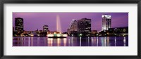 Framed View Of A City Skyline At Night, Orlando, Florida, USA