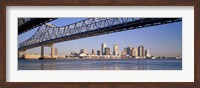 Framed Low angle view of bridges across a river, Crescent City Connection Bridge, Mississippi River, New Orleans, Louisiana, USA