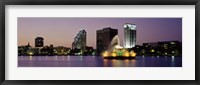 Framed Fountain in a lake lit up at night, Lake Eola, Summerlin Park, Orlando, Florida